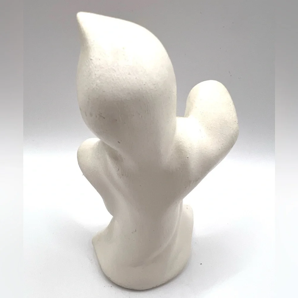 Handmade Ceramic Pottery Mold Halloween White Ghost Spooky Face 4.5 in Height - Picture 5 of 7